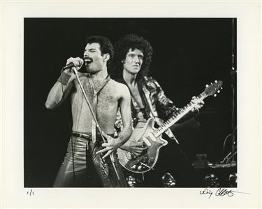 Queen 1980s Single BW 8 x 10 Print of Freddie Mercury & Brian May In Concert