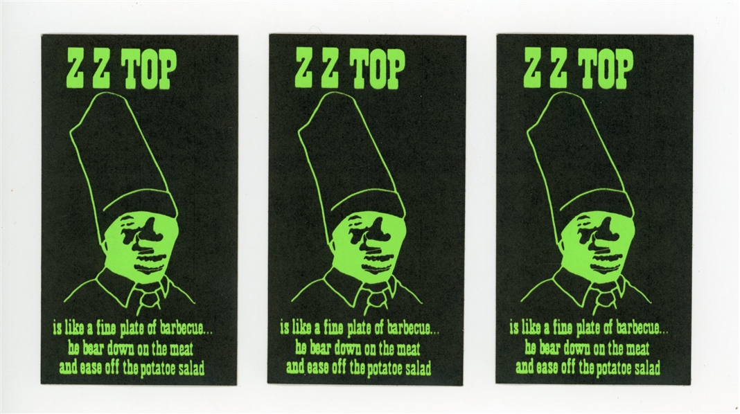 ZZ Top 1973 – 1974 Lot of 3 Billy Gibbons Designed Green Stickers