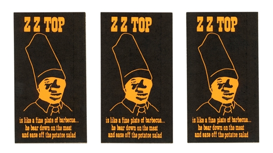 ZZ Top 1973 – 1974 Lot of 3 Billy Gibbons Designed Orange Stickers