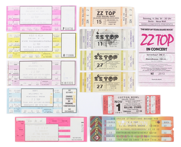 ZZ Top 1981-1982 El Loco-Motion Tour Lot of 12 Concert Tickets